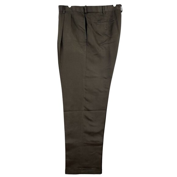Croft & Barrow Men's Brown Dress Pants Size 36x32 Pleated Front Rolled Cuff Hem - Picture 2 of 13